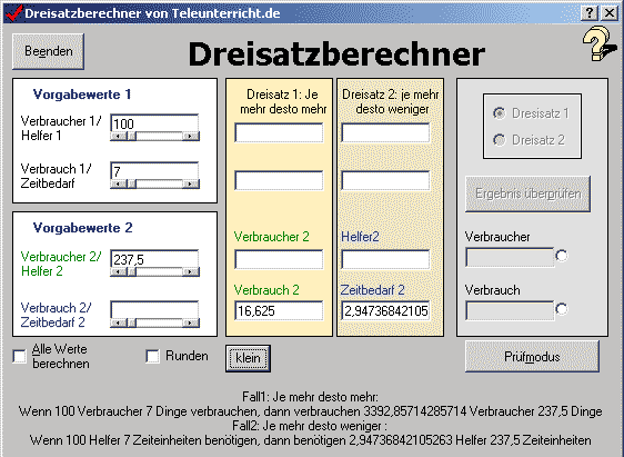 Dreisatzberechner